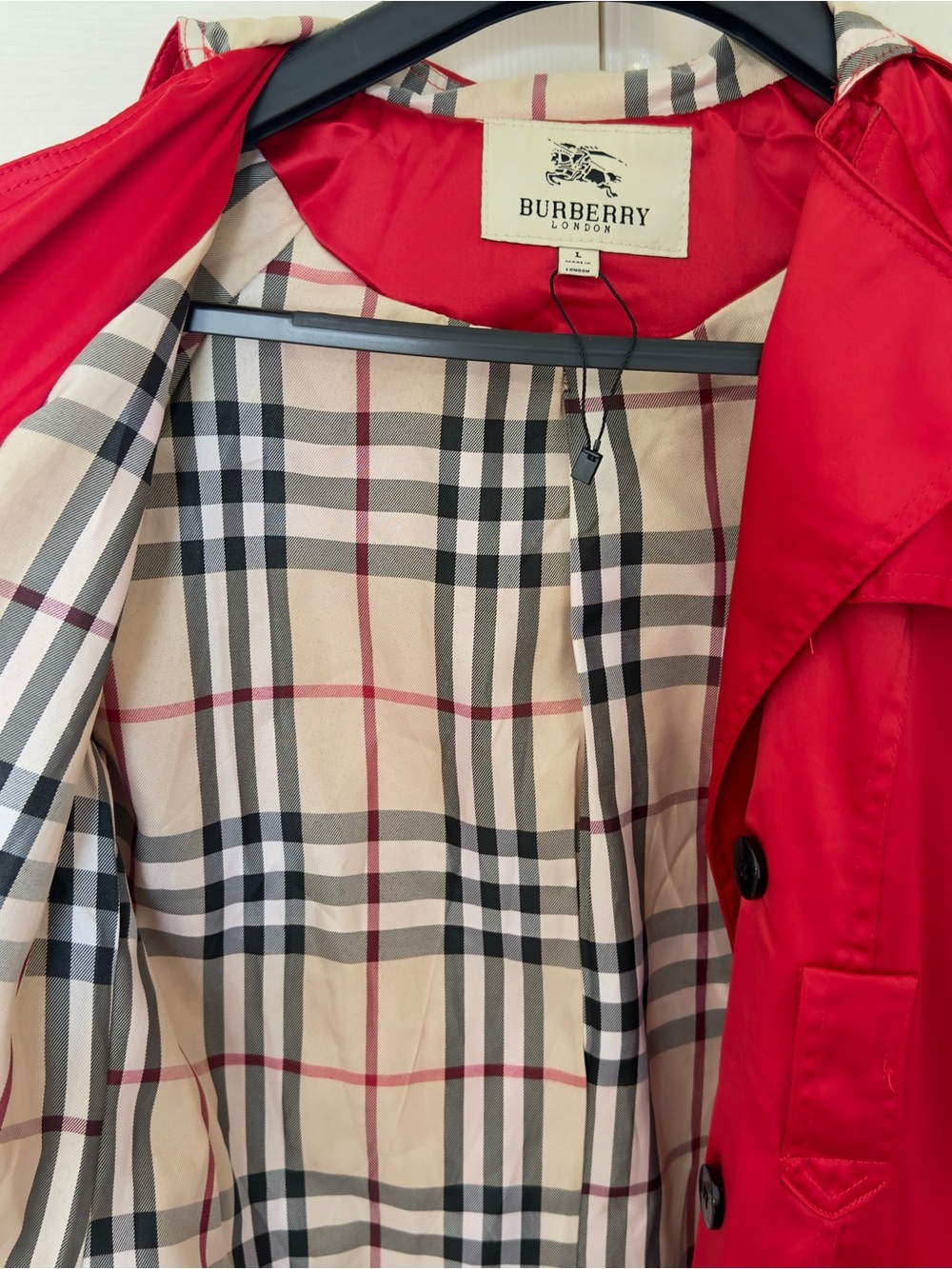 Red Satin Burberry Trench Coat - Picture 3 of 7